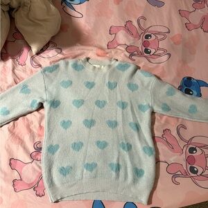 Blue Heart Pattern Women's Sweater